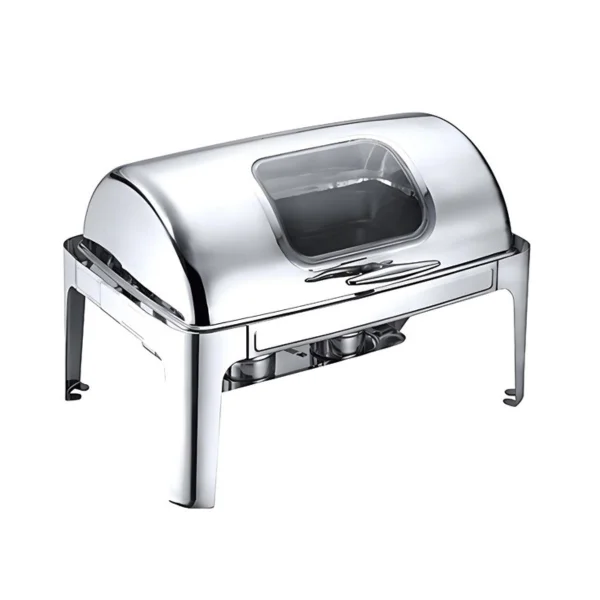 Kitchenware Chaffing Dish 9L Oblong Roll Top Chafer With Visible Window