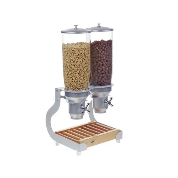 Rosseto 2 Container Cereal Dispenser With Metal And Woodbase