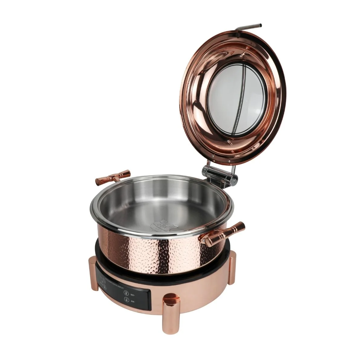 Winners Hot Pot With Warmer Stove 36CM 6L Rose Gold Hammered Finish - view 4