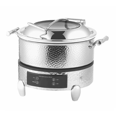 Winners Hot Pot With Warmer Stove 36CM 6L Stainless Steel Hammered Finish